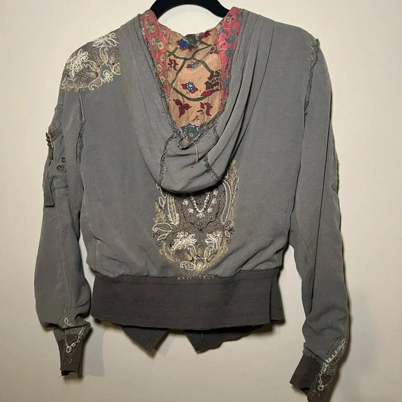 Da-Nang Y2K boho bomber jacket size small S embroidered zipper - Picture 15 of 15